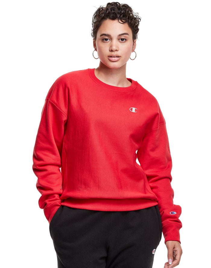 Sudadera Champion Mujer - Reverse Weave Crew C Logo ( Rojas ) 1927530-DS